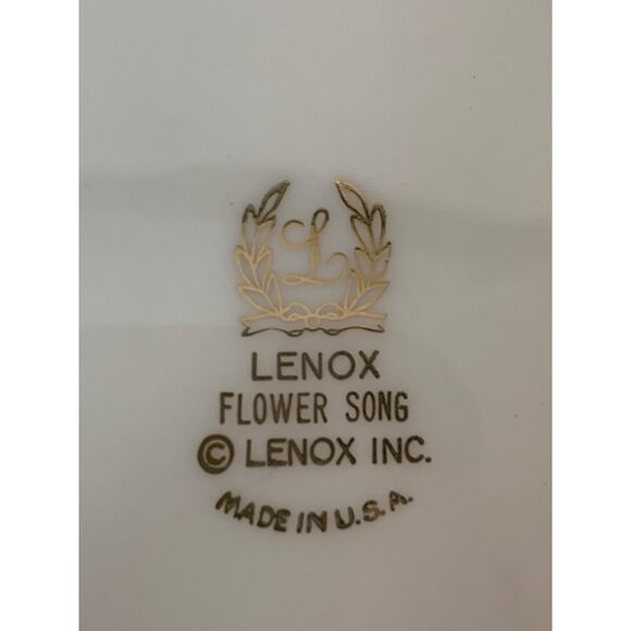 VTG 80s Lenox Flower Song Oval Serving Bowl 10" X 6" Porcelain Gold Trim L10092 - Picture 4 of 5